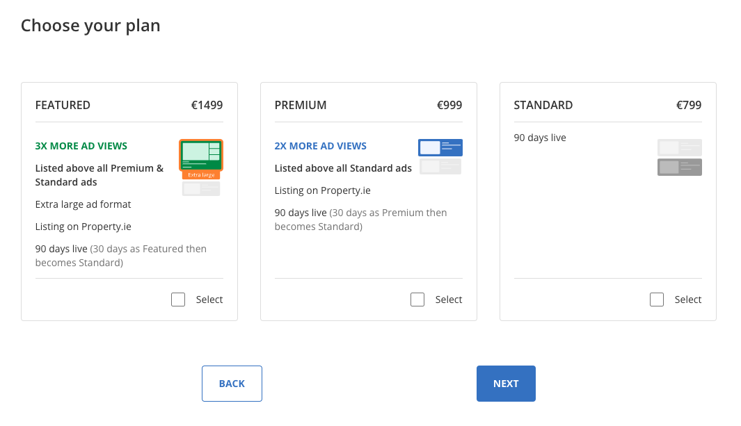 Daft.ie Buy Pricing Options