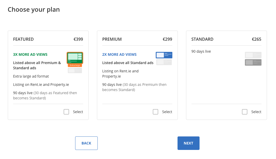 Daft.ie Rental Pricing Options